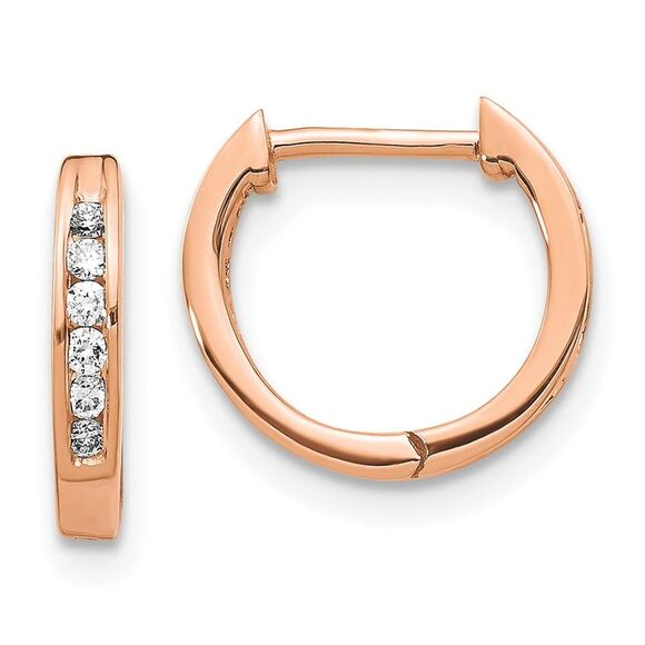 10k Rose Gold Polished Diamond Hinged Hoop Earrings,All Products : American Fashion Style Bags On Sale